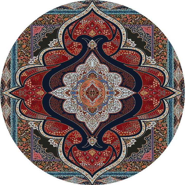 Olden Turkish Folk Art Carpet Multicolored Persian Carpet Polyester Non-slip Stain-resistant Washable Carpet for Room | Bowlift