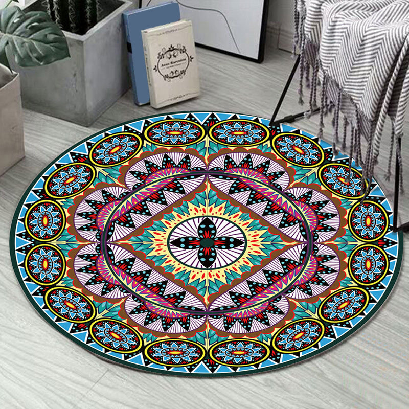 Art Deco Morocco Rug Multi-Colored Mandala Rug Pet-Friendly Machine Washable Non-Slip Rug for Bedroom | Bowlift