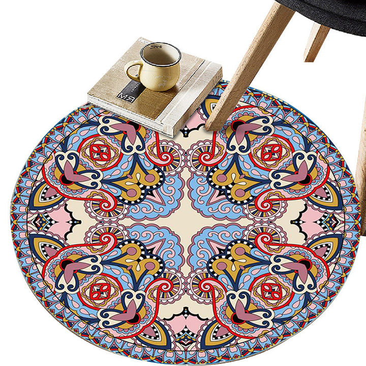 Art Deco Morocco Rug Multi-Colored Mandala Rug Pet-Friendly Machine Washable Non-Slip Rug for Bedroom | Bowlift