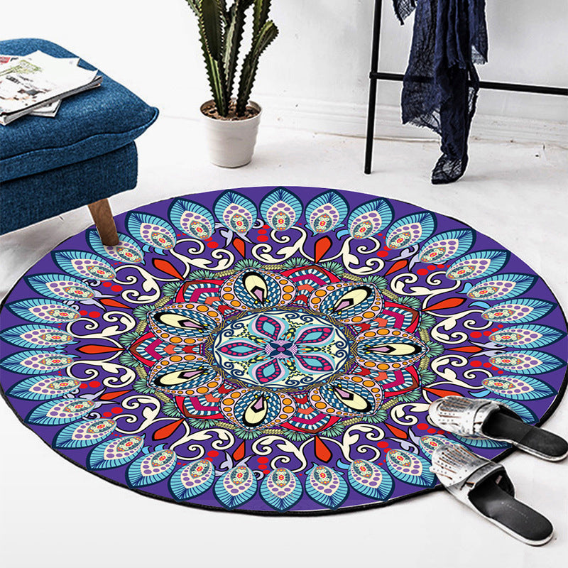 Art Deco Morocco Rug Multi-Colored Mandala Rug Pet-Friendly Machine Washable Non-Slip Rug for Bedroom | Bowlift