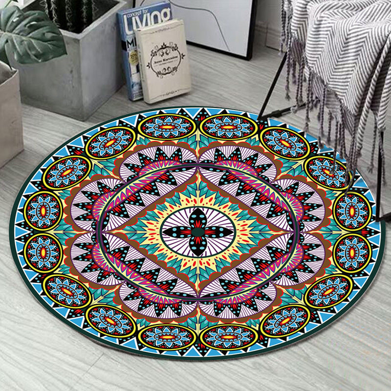 Art Deco Morocco Rug Multi-Colored Mandala Rug Pet-Friendly Machine Washable Non-Slip Rug for Bedroom | Bowlift