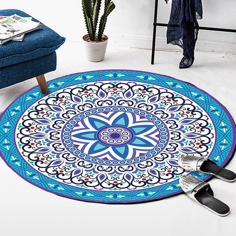 Art Deco Morocco Rug Multi-Colored Mandala Rug Pet-Friendly Machine Washable Non-Slip Rug for Bedroom | Bowlift