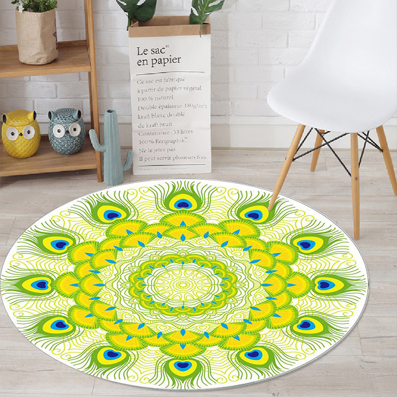 Art Deco Morocco Rug Multi-Colored Mandala Rug Pet-Friendly Machine Washable Non-Slip Rug for Bedroom | Bowlift