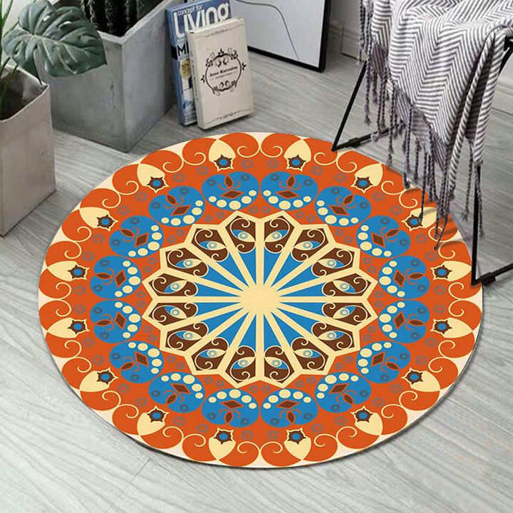 Art Deco Morocco Rug Multi-Colored Mandala Rug Pet-Friendly Machine Washable Non-Slip Rug for Bedroom | Bowlift