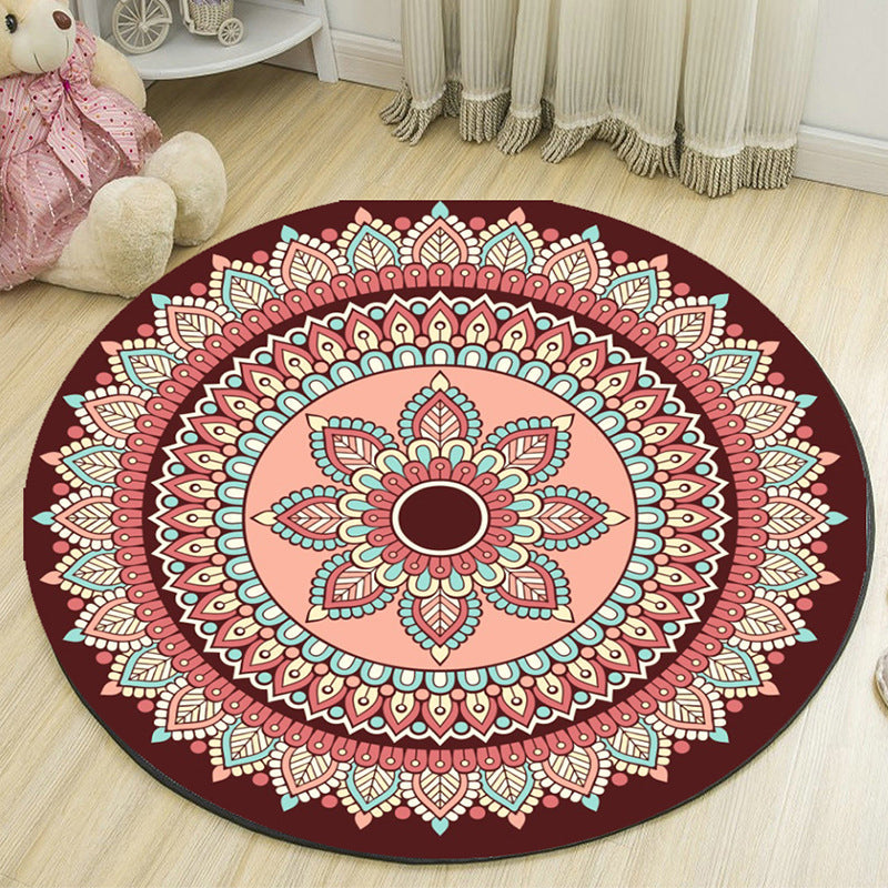 Art Deco Morocco Rug Multi-Colored Mandala Rug Pet-Friendly Machine Washable Non-Slip Rug for Bedroom | Bowlift
