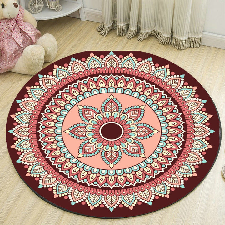 Art Deco Morocco Rug Multi-Colored Mandala Rug Pet-Friendly Machine Washable Non-Slip Rug for Bedroom | Bowlift