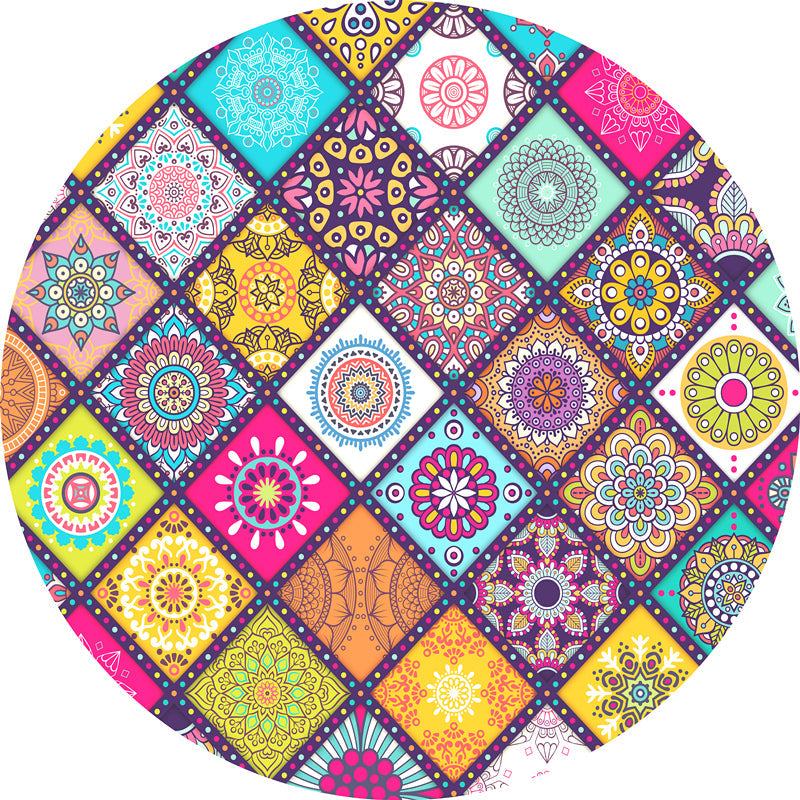 BowLift | Moroccan Door Mat Multicolored Mandala Rug Polypropylene non-slip stain-resistant machine washable Rug