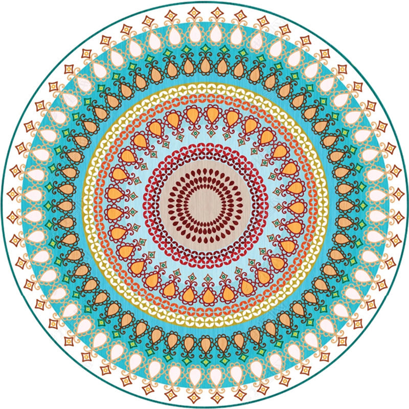 Moroccan Door Mat Multicolored Mandala Rug Polypropylene Non-Slip Stain-Resistant Machine Washable Rug | Bowlift