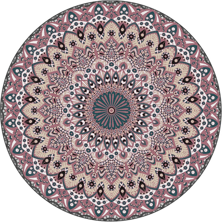 Moroccan Door Mat Multicolored Mandala Rug Polypropylene Non-Slip Stain-Resistant Machine Washable Rug | Bowlift