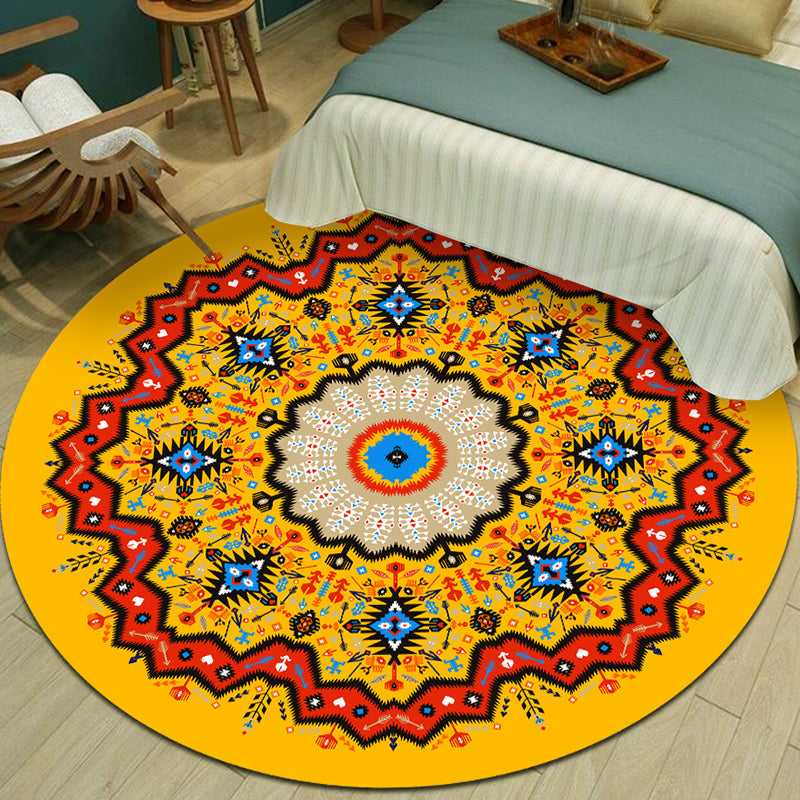 BowLift | Exotic Multicolor Mandala Rug Polypropylene Moroccan Rug Pet Friendly Machine Washable Non-Slip Backing Rug for Bedroom