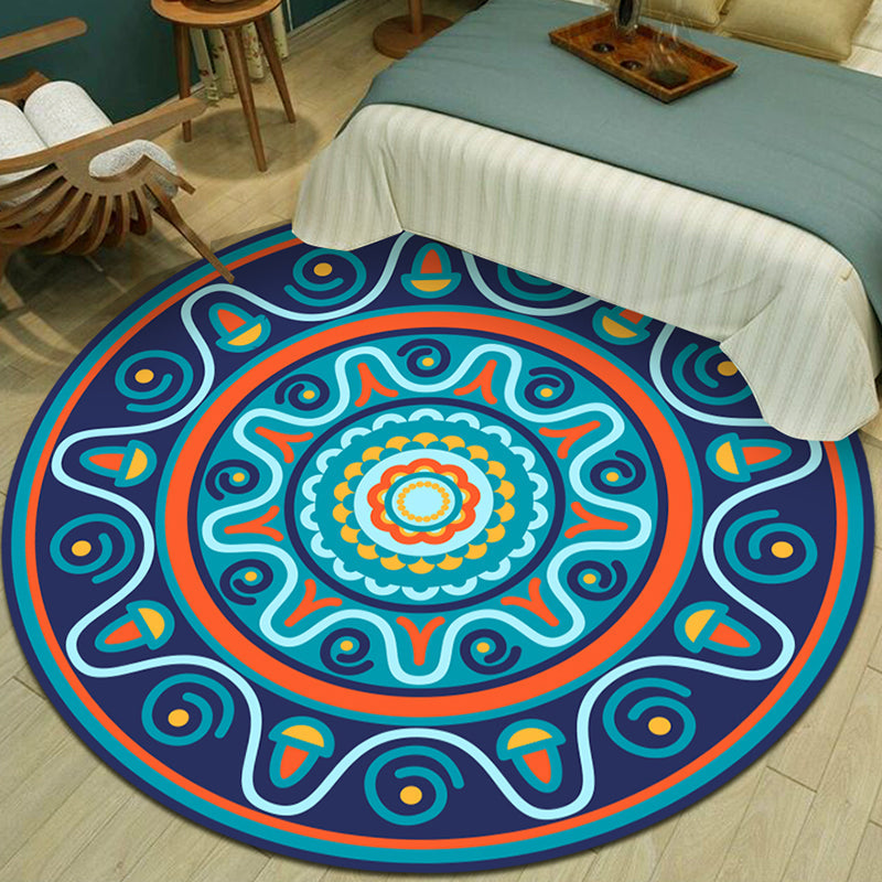 BowLift | Exotic Multicolor Mandala Rug Polypropylene Moroccan Rug Pet Friendly Machine Washable Non-Slip Backing Rug for Bedroom