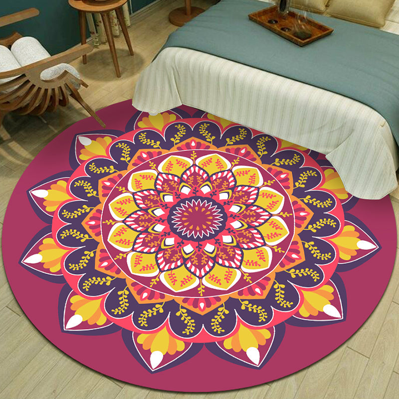 BowLift | Exotic Multicolor Mandala Rug Polypropylene Moroccan Rug Pet Friendly Machine Washable Non-Slip Backing Rug for Bedroom