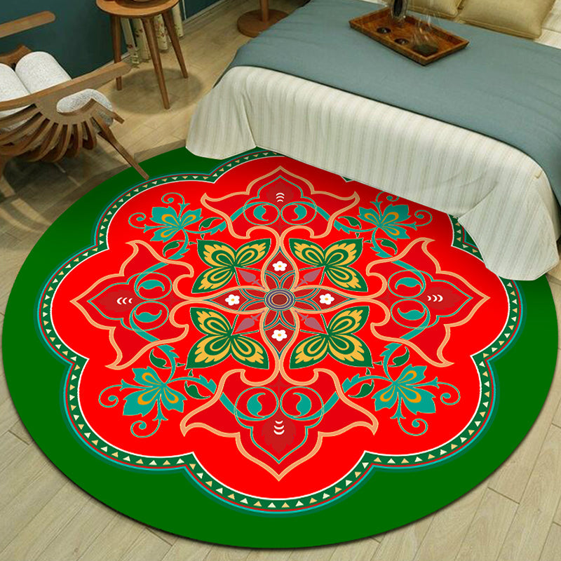 BowLift | Exotic Multicolor Mandala Rug Polypropylene Moroccan Rug Pet Friendly Machine Washable Non-Slip Backing Rug for Bedroom
