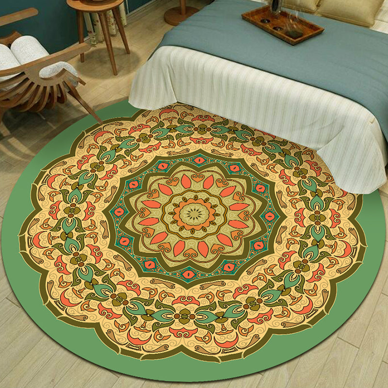 BowLift | Exotic Multicolor Mandala Rug Polypropylene Moroccan Rug Pet Friendly Machine Washable Non-Slip Backing Rug for Bedroom
