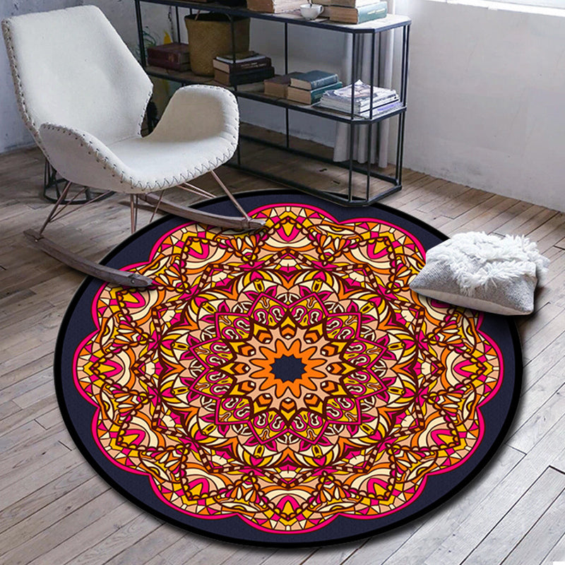 Folks Multicolor Mandala Rug Synthetic Moroccan Rug Machine Washable Non-Slip Pet-Friendly Rug for Living Room | Bowlift