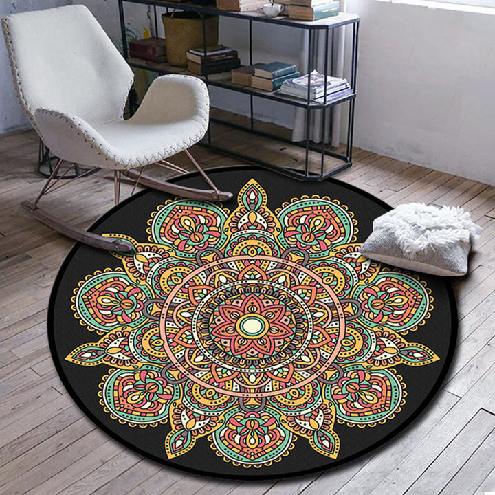 Folks Multicolor Mandala Rug Synthetic Moroccan Rug Machine Washable Non-Slip Pet-Friendly Rug for Living Room | Bowlift