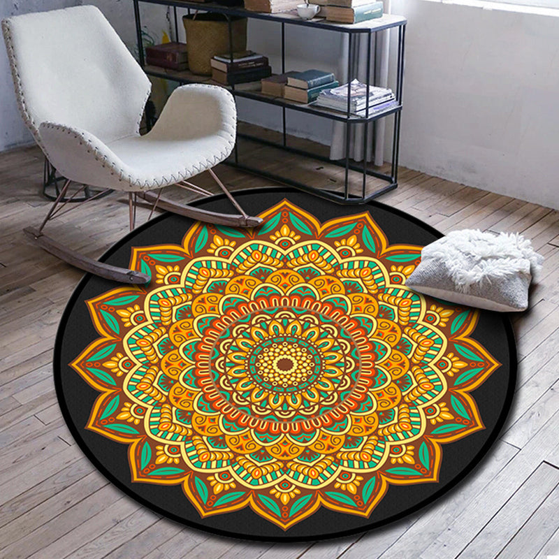 Folks Multicolor Mandala Rug Synthetic Moroccan Rug Machine Washable Non-Slip Pet-Friendly Rug for Living Room | Bowlift