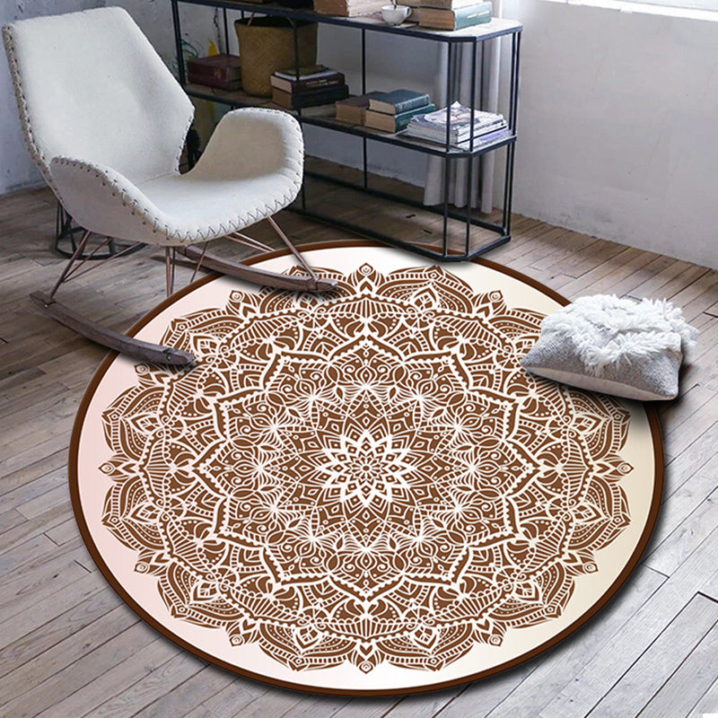 BowLift | Folks Multicolor Mandala Rug Synthetic Moroccan Rug Machine Washable Non-Slip Pet Friendly Living Room Rug