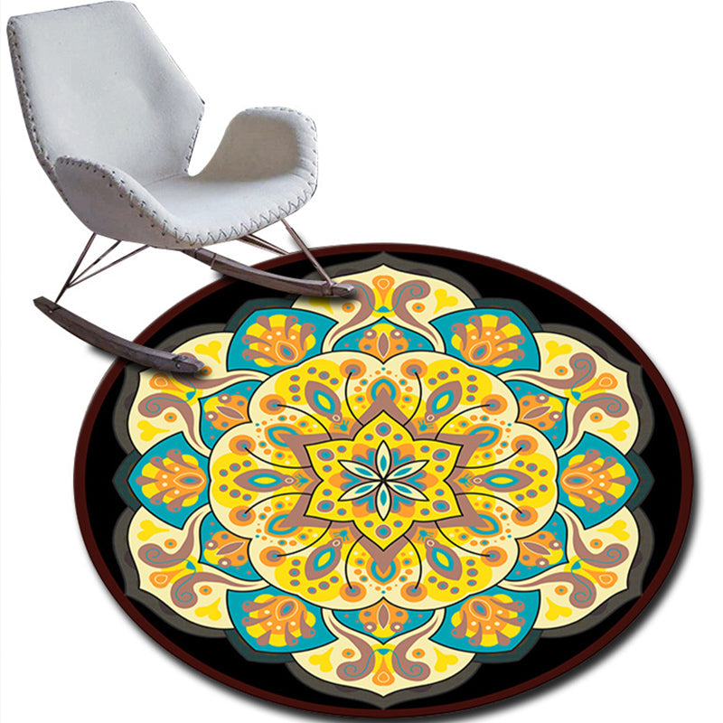 BowLift | Folks Multicolor Mandala Rug Synthetic Moroccan Rug Machine Washable Non-Slip Pet Friendly Living Room Rug