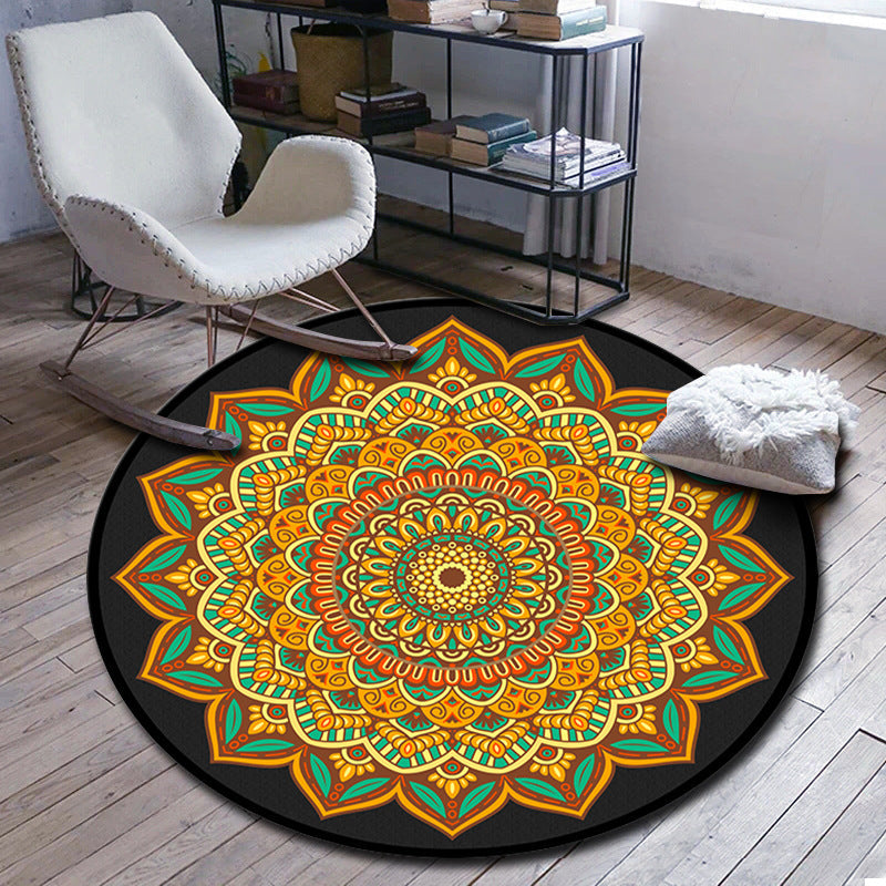 BowLift | Folks Multicolor Mandala Rug Synthetic Moroccan Rug Machine Washable Non-Slip Pet Friendly Living Room Rug