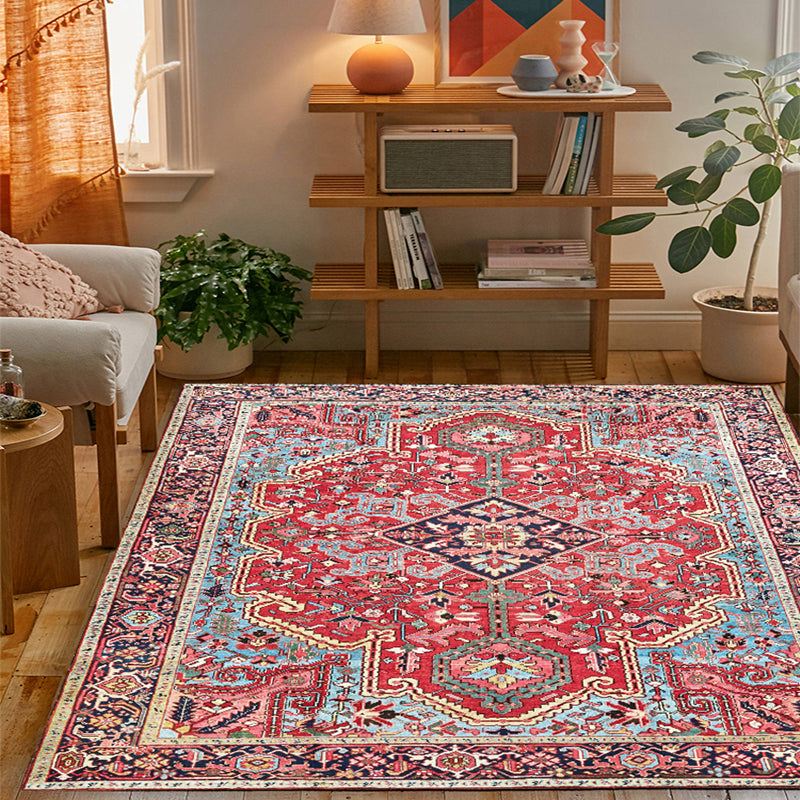 Persian Home Rug Multicolored Symmetrical Print Polyester Non-Slip Back Machine Washable Stain-Resistant Rug | Bowlift