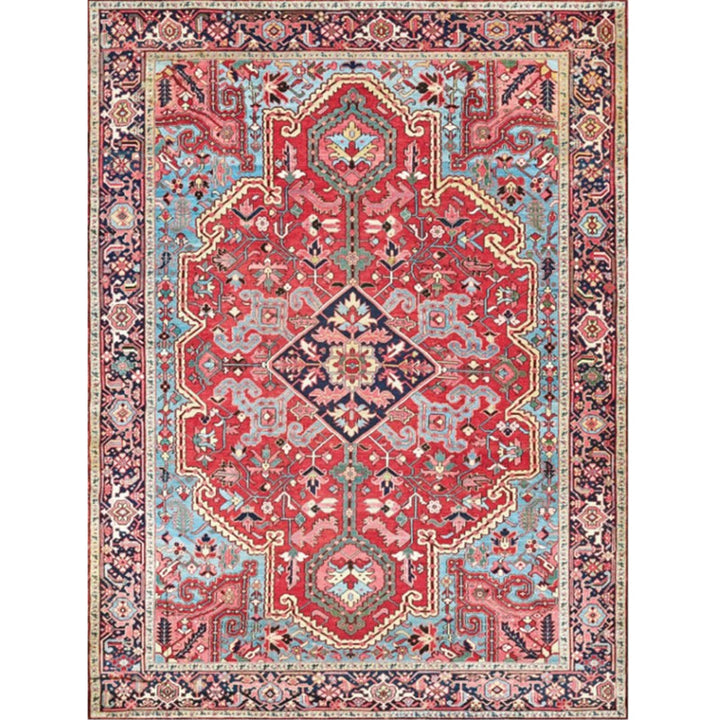 Persian Home Rug Multicolored Symmetrical Print Polyester Non-Slip Back Machine Washable Stain-Resistant Rug | Bowlift