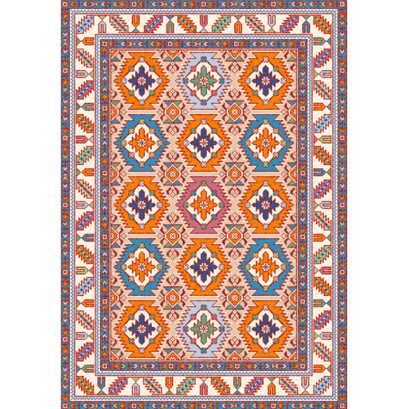 Persian Home Rug Multicolored Symmetrical Print Polyester Non-Slip Back Machine Washable Stain-Resistant Rug | Bowlift
