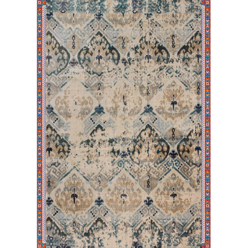 Persian Home Rug Multicolored Symmetrical Print Polyester Non-Slip Back Machine Washable Stain-Resistant Rug | Bowlift