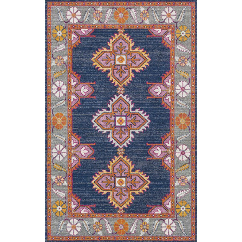Persian Home Rug Multicolored Symmetrical Print Polyester Non-Slip Back Machine Washable Stain-Resistant Rug | Bowlift