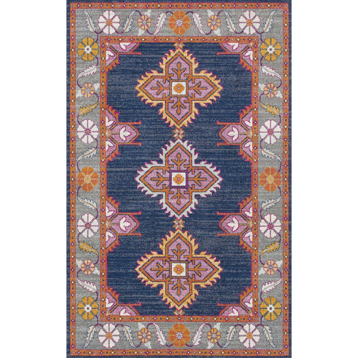 Persian Home Rug Multicolored Symmetrical Print Polyester Non-Slip Back Machine Washable Stain-Resistant Rug | Bowlift
