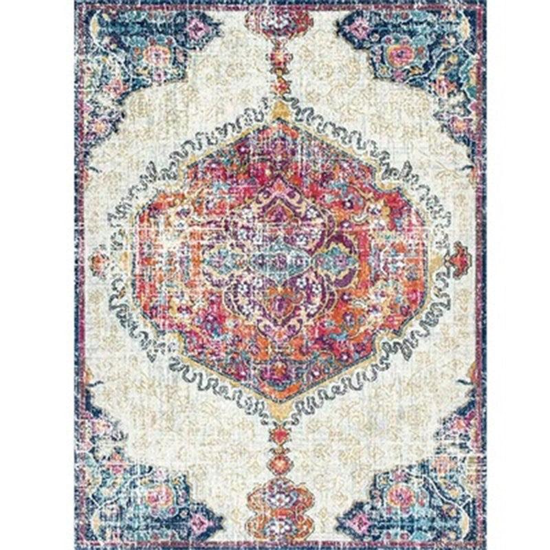 Persian Home Rug Multicolored Symmetrical Print Polyester Non-Slip Back Machine Washable Stain-Resistant Rug | Bowlift