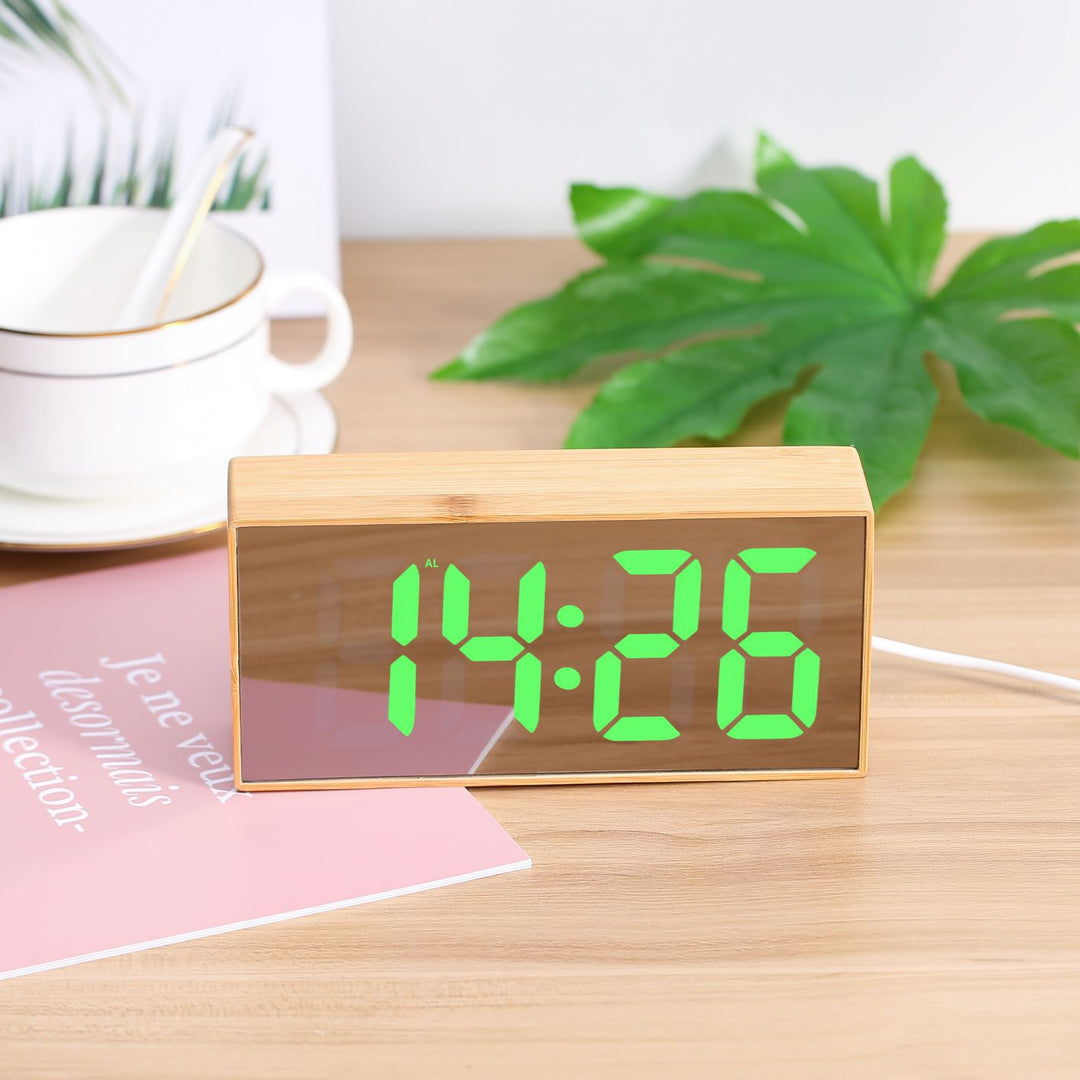 Digital Wooden Alarm Clock Bowlift