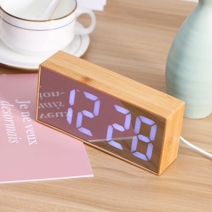 Digital Wooden Alarm Clock Bowlift
