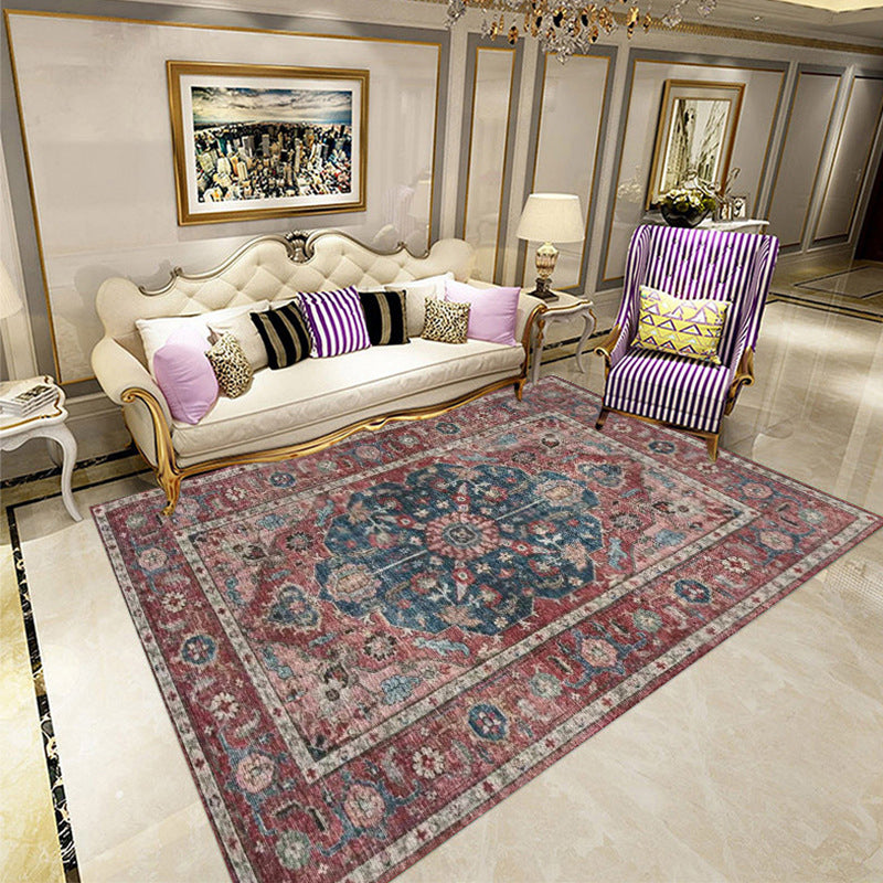 BowLift | Classic multicolored Persian carpet polypropylene floral carpet washable stain resistant non-slip carpet for guest room
