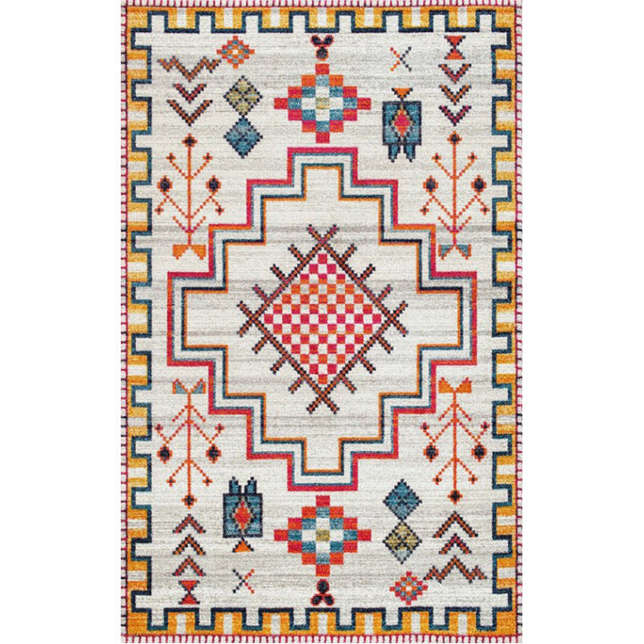 BowLift | Washed Jacquard Print Rug Multicolor Persian Rug Synthetic Non-slip Washable Stain-resistant Rug for Tearoom