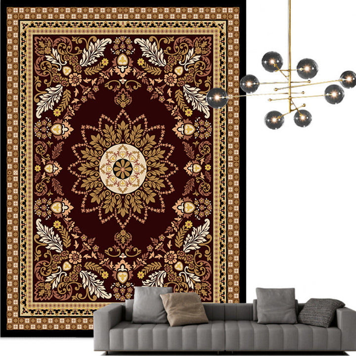 BowLift | Traditional Multicolored Moroccan Carpet Polypropylene Floral Carpet Non-Slip Backing Pet Friendly Stain Resistant Carpet for Living Room