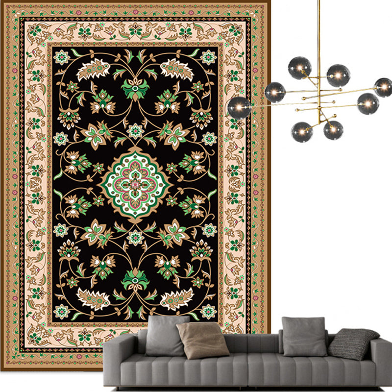 BowLift | Traditional Multicolored Moroccan Carpet Polypropylene Floral Carpet Non-Slip Backing Pet Friendly Stain Resistant Carpet for Living Room