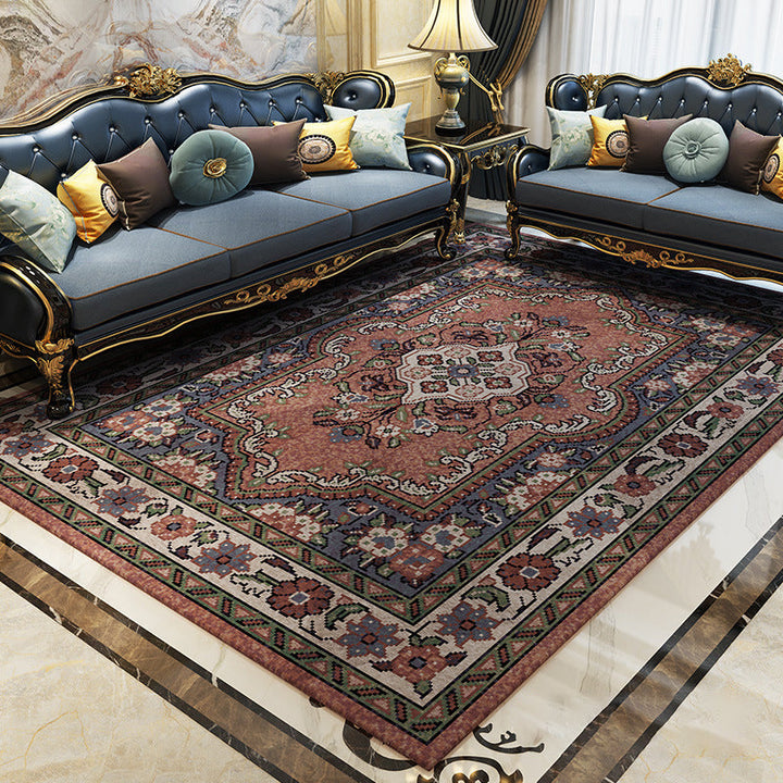 Magnificent Floral Printed Rug Multi-Color Moroccan Rug Polyester Washable Non-Slip Underlay Stain-Resistant Carpet for Guest Room | Bowlift