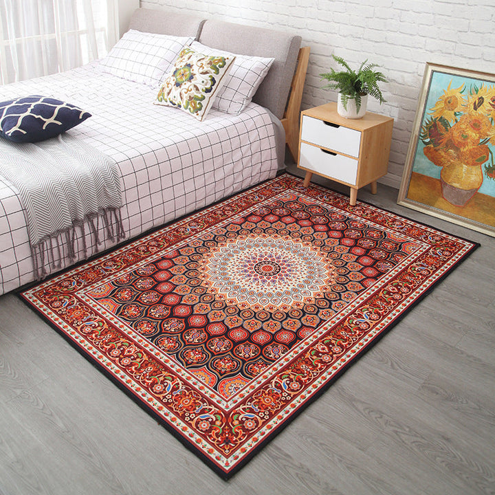 BowLift | Moroccan Style Bedroom Rug Multicolor Floral Pattern Rug Polyester Washable Pet Friendly Non-Slip Back Rug