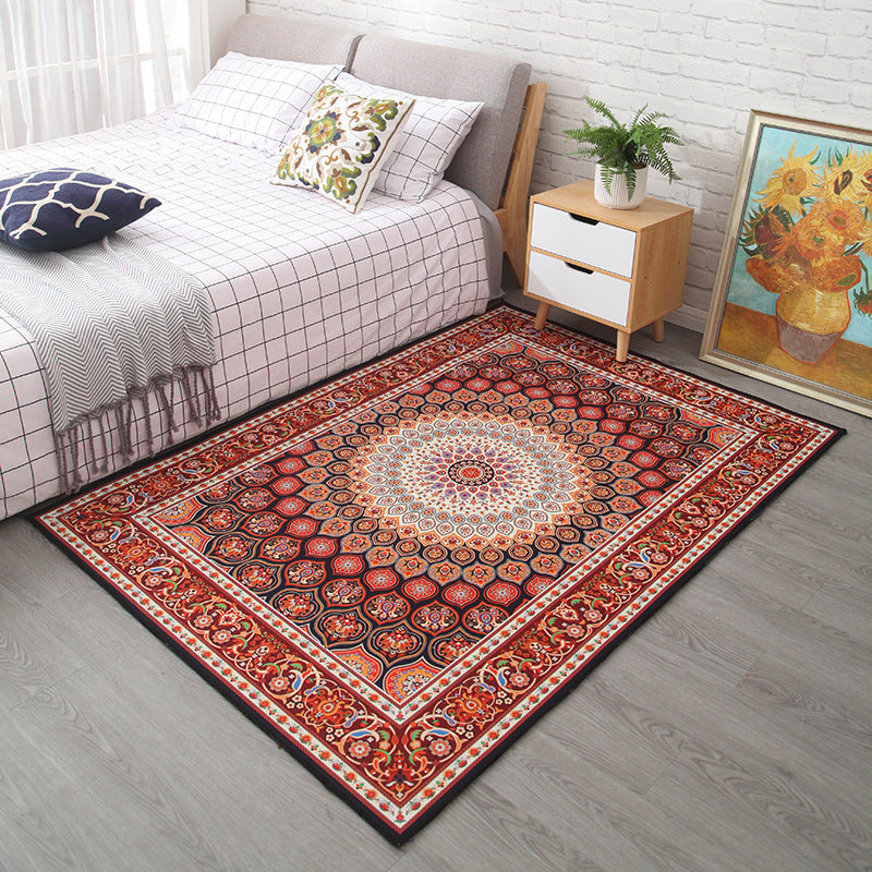 BowLift | Moroccan Style Bedroom Rug Multicolor Floral Pattern Rug Polyester Washable Pet Friendly Non-Slip Back Rug
