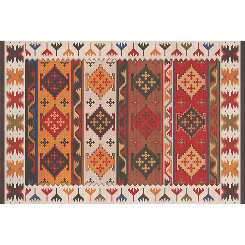 BowLift | Rustic Tribal Print Area Rug Multicolored Moroccan Rug Synthetic Washable Non-Slip Pet-Friendly Rug for the Room