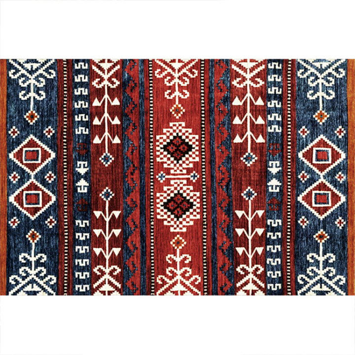 BowLift | Rustic Tribal Print Area Rug Multicolored Moroccan Rug Synthetic Washable Non-Slip Pet-Friendly Rug for the Room