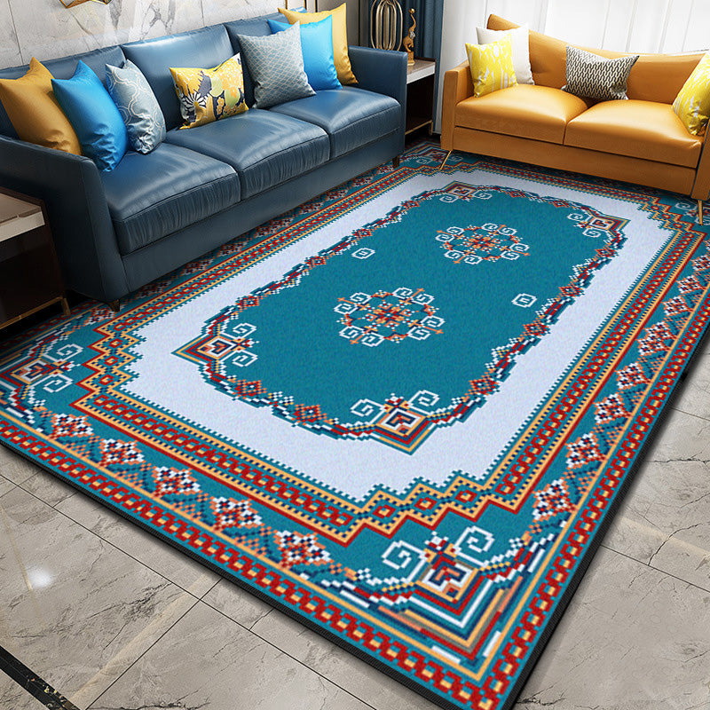 BowLift | Glam Symmetry Print Rug Multicolored Moroccan Rug Polypropylene Stain Resistant Pet Friendly Non-Slip Back Rug for Decor