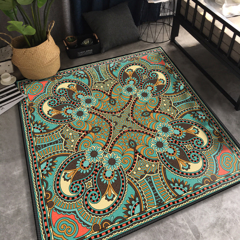 Persian Chamber Area Rug Multicolor Jacquard Print Rug Synthetic Non-Slip Stain Resistant Pet-Friendly Rug | Bowlift