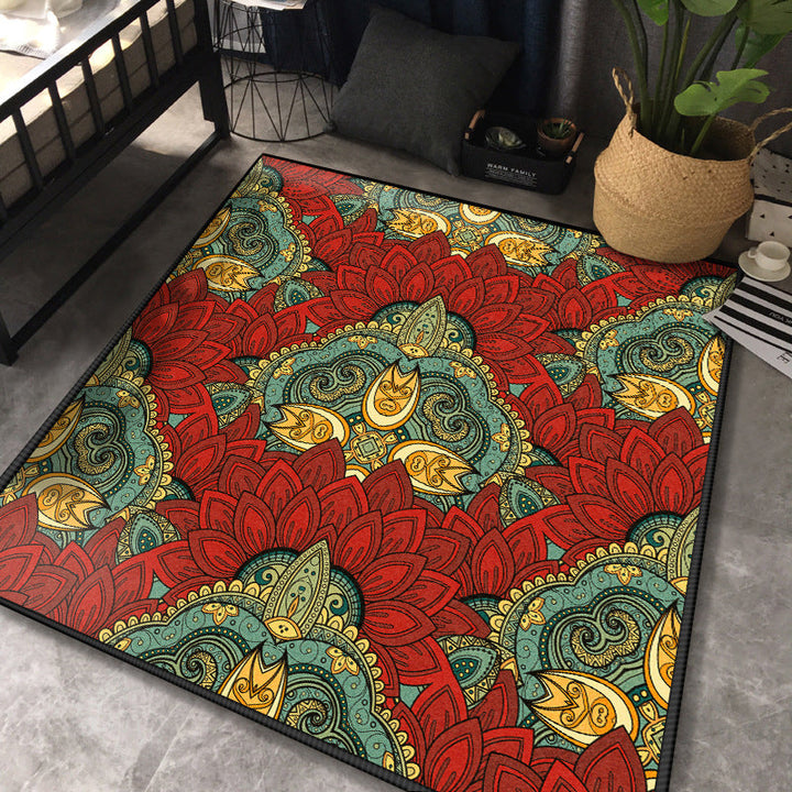 Persian Chamber Area Rug Multicolor Jacquard Print Rug Synthetic Non-Slip Stain Resistant Pet-Friendly Rug | Bowlift