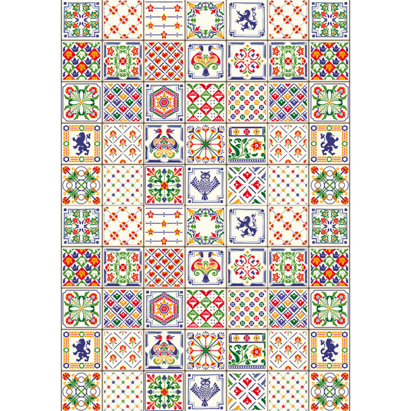 BowLift | Moroccan Mosaic Print Carpet Multicolored Polyester Rug Non-Slip Back Washable Pet-Friendly Rug for Living Room