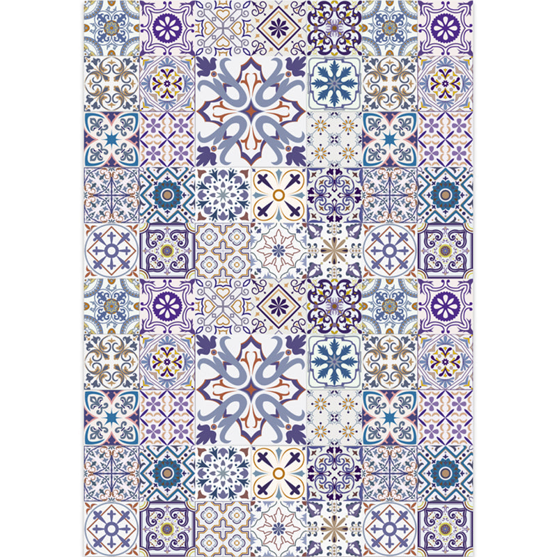 BowLift | Moroccan Mosaic Print Carpet Multicolored Polyester Rug Non-Slip Back Washable Pet-Friendly Rug for Living Room