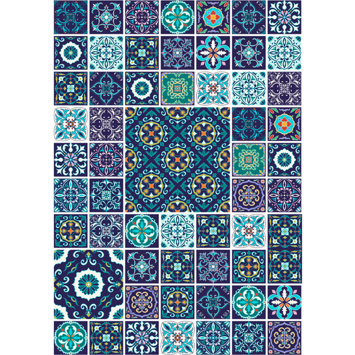 BowLift | Moroccan Mosaic Print Carpet Multicolored Polyester Rug Non-Slip Back Washable Pet-Friendly Rug for Living Room