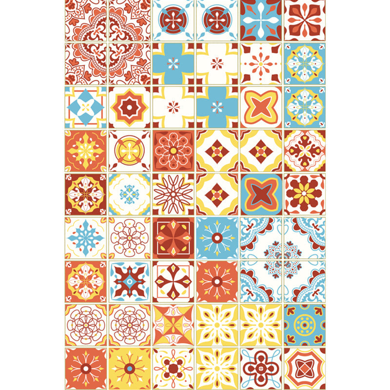 BowLift | Moroccan Mosaic Print Carpet Multicolored Polyester Rug Non-Slip Back Washable Pet-Friendly Rug for Living Room