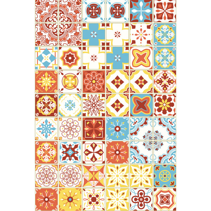 BowLift | Moroccan Mosaic Print Carpet Multicolored Polyester Rug Non-Slip Back Washable Pet-Friendly Rug for Living Room